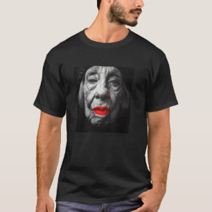Camiseta Mulher idosa com lábios vermelhos, declaração