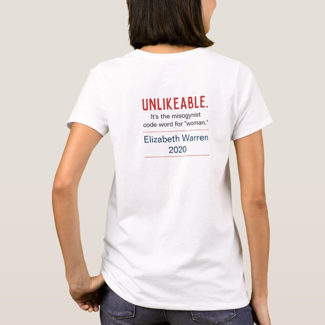 Camiseta Mulher Improvável Pro-Elizabeth Warren 2020 (Verso)