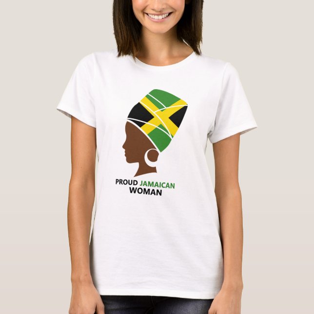 Camiseta Mulher jamaicana orgulhosa Bandeira da Jamaica (Frente)