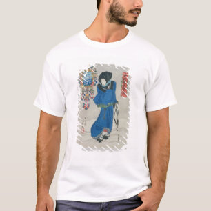 Camiseta Mulher japonesa na neve (impressão do woodblock d