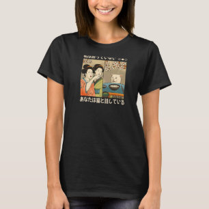 Camiseta Mulher japonesa vintage Ukiyo e gritando com meme