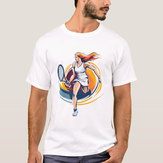 Camiseta mulher jogando ténis (Frente)