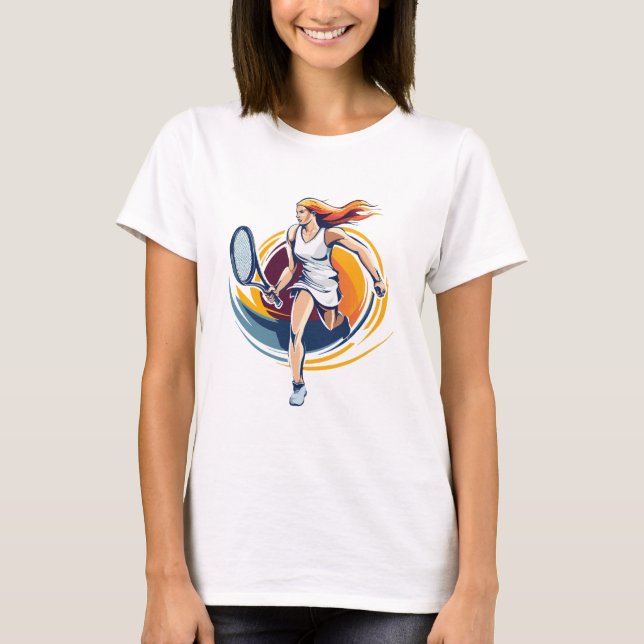 Camiseta mulher jogando ténis (Frente)