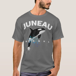 Camiseta Mulher JUNEAU ALASKA Orca Matadora Família de Bale