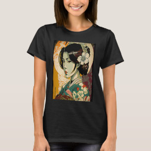 Camiseta Mulher Kimono Retro Geisha Vintage Samura Japonesa
