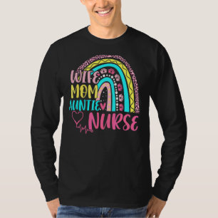 Camiseta Mulher Leopard Esposa Rainbow Mãe Atitie Enfermeir