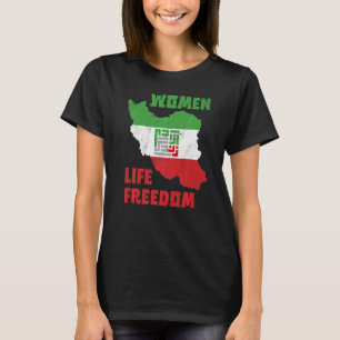Camiseta Mulher Liberdade Irã Zan Zendegi Azadi Bandeira
