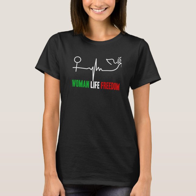 Camiseta Mulher Liberdade Zan Zendegi Azadi Mulheres Vivem  (Frente)