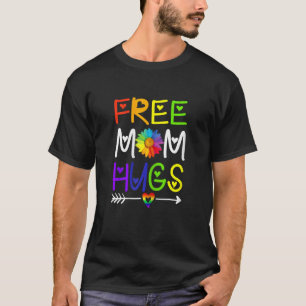 Camiseta Mulher Liberta Mãe Abraça Daisy Rainbow Heart Prid