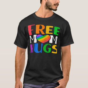 Camiseta Mulher Livre Mãe Abraça LGBT Gay do Coração Arco-Í