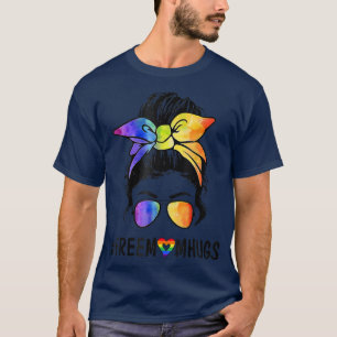 Camiseta Mulher Livre Mãe Abraça Orgulho LGBT Mensageiro Ar