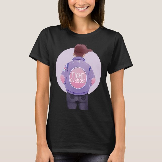 Camiseta mulher luta contra a sobredosagem Roxo (Frente)