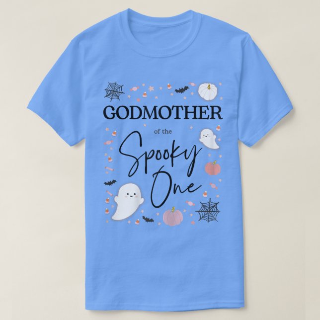 Camiseta Mulher Madrinha do Spooky One Girl Primeiro Aniver (Frente do Design)