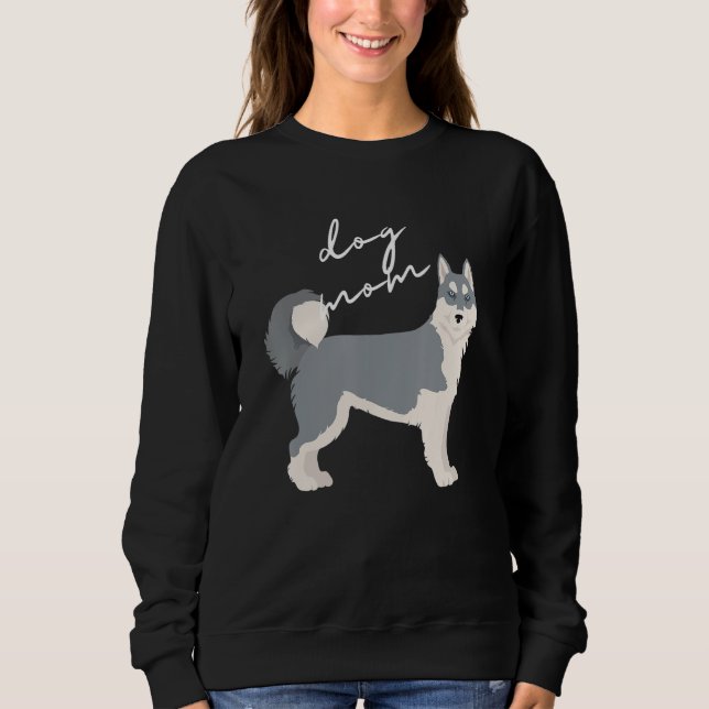 Camiseta Mulher Mãe de Cachorro Husky Siberiano Cinza e Bra (Frente)