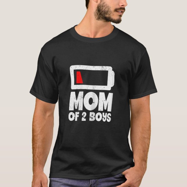Camiseta Mulher Mãe De Dois Rapazes Bateria Baixa Dia de as (Frente)