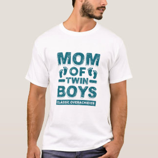 Camiseta Mulher Mãe De Twin Boys Gêmeos Gêmeos Gêmeos