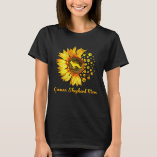 Camiseta Mulher Mãe Pastor Alemão Girassol Cadela