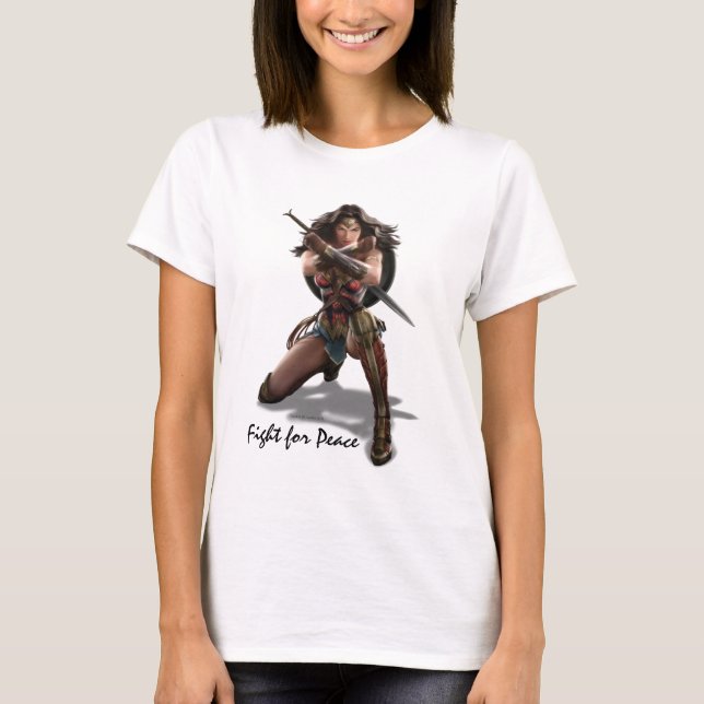 Camiseta Mulher Maravilha Bloqueando com Pulseiras (Frente)