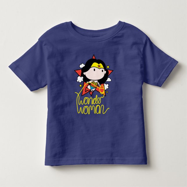 Camiseta Mulher Maravilha Chibi Voando com Laço (Frente)