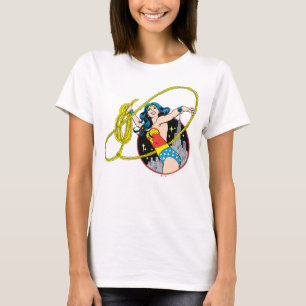 Camiseta Mulher Maravilha com fundo da cidade