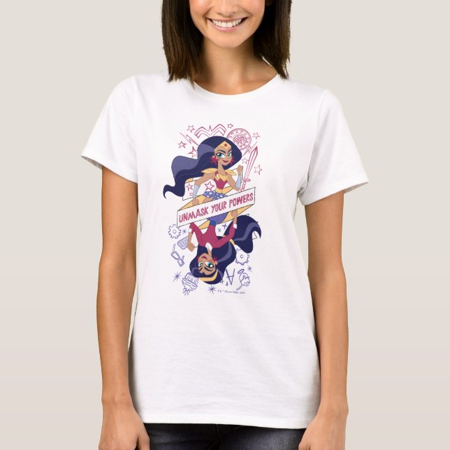 Camiseta Mulher Maravilha Desmascarar Seus Poderes (Frente)