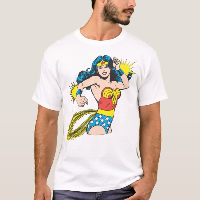 Camiseta Mulher Maravilha Gire com Flores (Frente)