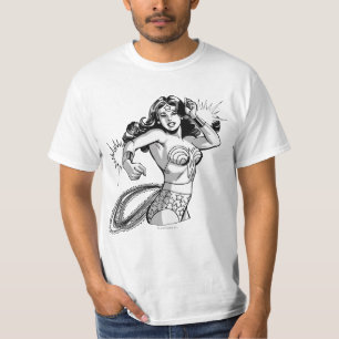 Camiseta Mulher Maravilha Preta e Branca Defender