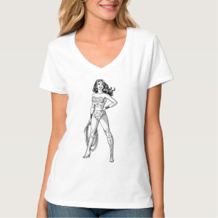 Camiseta Mulher Maravilha Preta e Branco