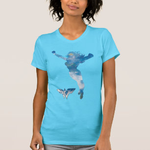 Camiseta Mulher Maravilha Silhueta Azul Sky