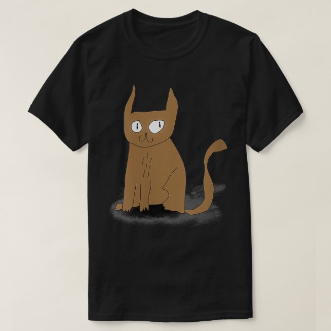 Camiseta Mulher Marrom claro Gato VNeck (Frente do Design)