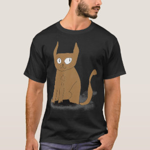 Camiseta Mulher Marrom claro Gato VNeck