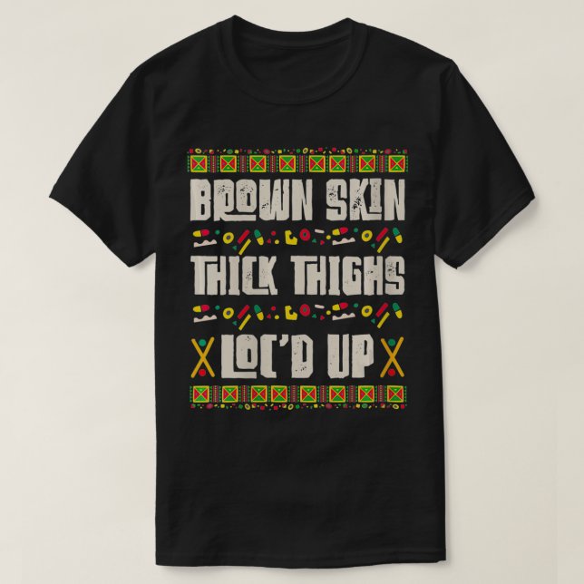 Camiseta Mulher Marrom Coxas grossas Coxas malignas (Frente do Design)