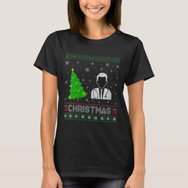 Camiseta Mulher Médica Xmas Tree Lighting Feia Natal (Frente)