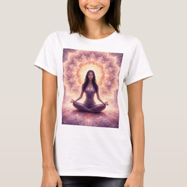 Camiseta Mulher Meditação Mandala Radiante (Frente)