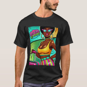 Camiseta Mulher Melanina Arte Pop Afro Pega Voos Não Sentim