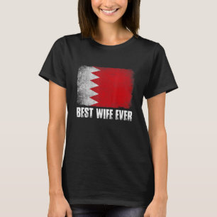 Camiseta Mulher Melhor Esposa Alguma Vez Bahrein Bandeira P