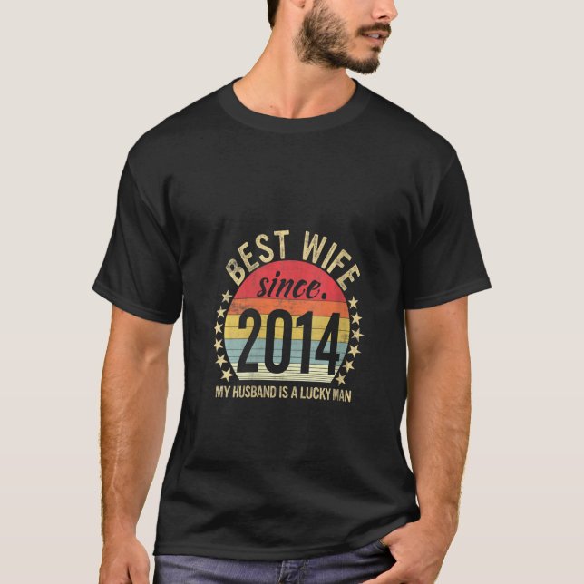 Camiseta Mulher: Melhor Esposa Desde 2014 - Annivers De Cas (Frente)