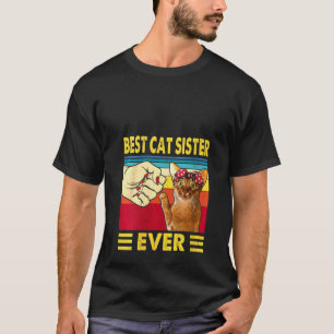 Camiseta Mulher Melhor Irmã Gato Alguma Vez Vintage Bump Aj