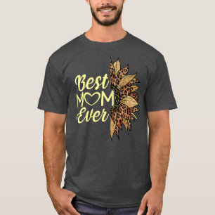 Camiseta Mulher Melhor Mãe Alguma Vez Cheetah Leopard Sunfl