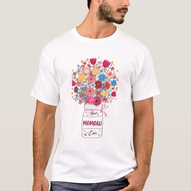 Camiseta Mulher: Melhor Mamã Vovó de Flor de Arte (Frente)