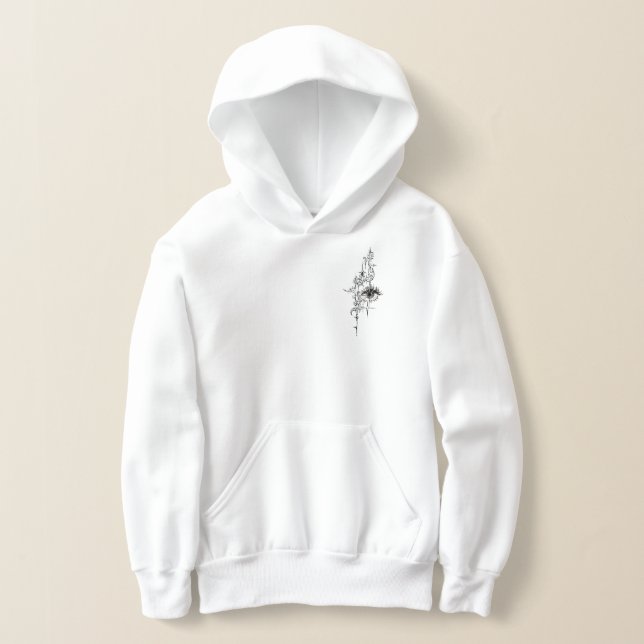Camiseta Mulher/menina com capuz branco  (Postura )