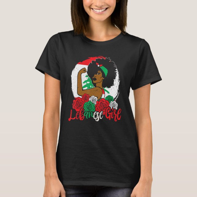 Camiseta Mulher Menina Libanesa Líbano Mujer Bandeira Líban (Frente)