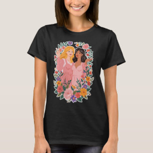 Camiseta Mulher Meninas Amizade Bloom Ies Irmandade Junto