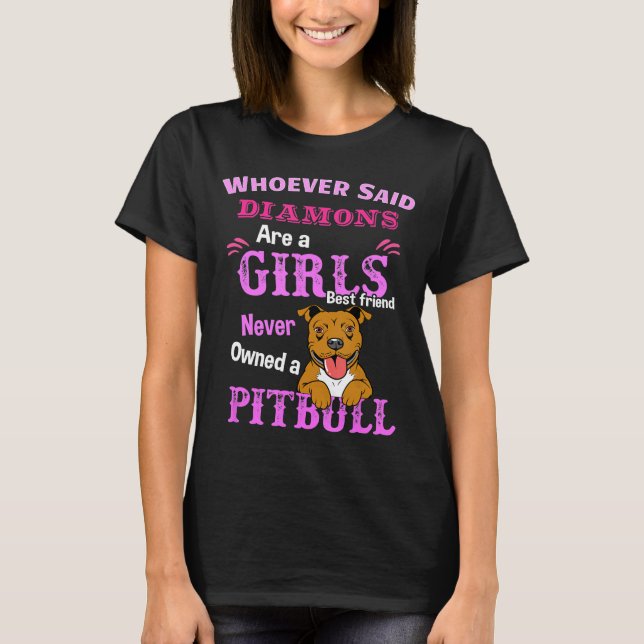 Camiseta Mulher Meninas Melhor Amiga Pitbull Touro (Frente)