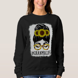 Camiseta Mulher Mensagem Bun Granma Life Vovó Girassóis Cu