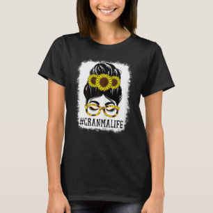 Camiseta Mulher Mensagem Bun Granma Life Vovó Girassóis Cu
