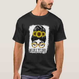 Camiseta Mulher Mensagem Bun Lolly Life Vovó Girassóis Cort