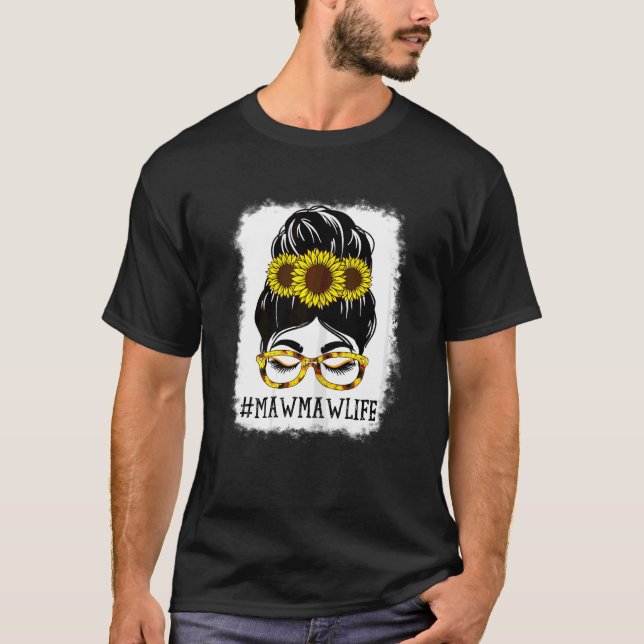 Camiseta Mulher Mensagem Bun Mawmaw Vida Vovó Girassóis Cu (Frente)