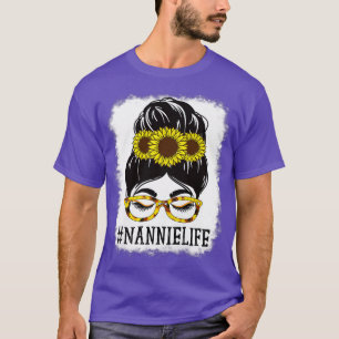 Camiseta Mulher Mensagem Bun Nannie Life Vovó Girassóis Cu