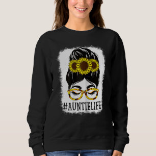 Camiseta Mulher Mensagem Bun Tia Life Vovó Girassóis Cu